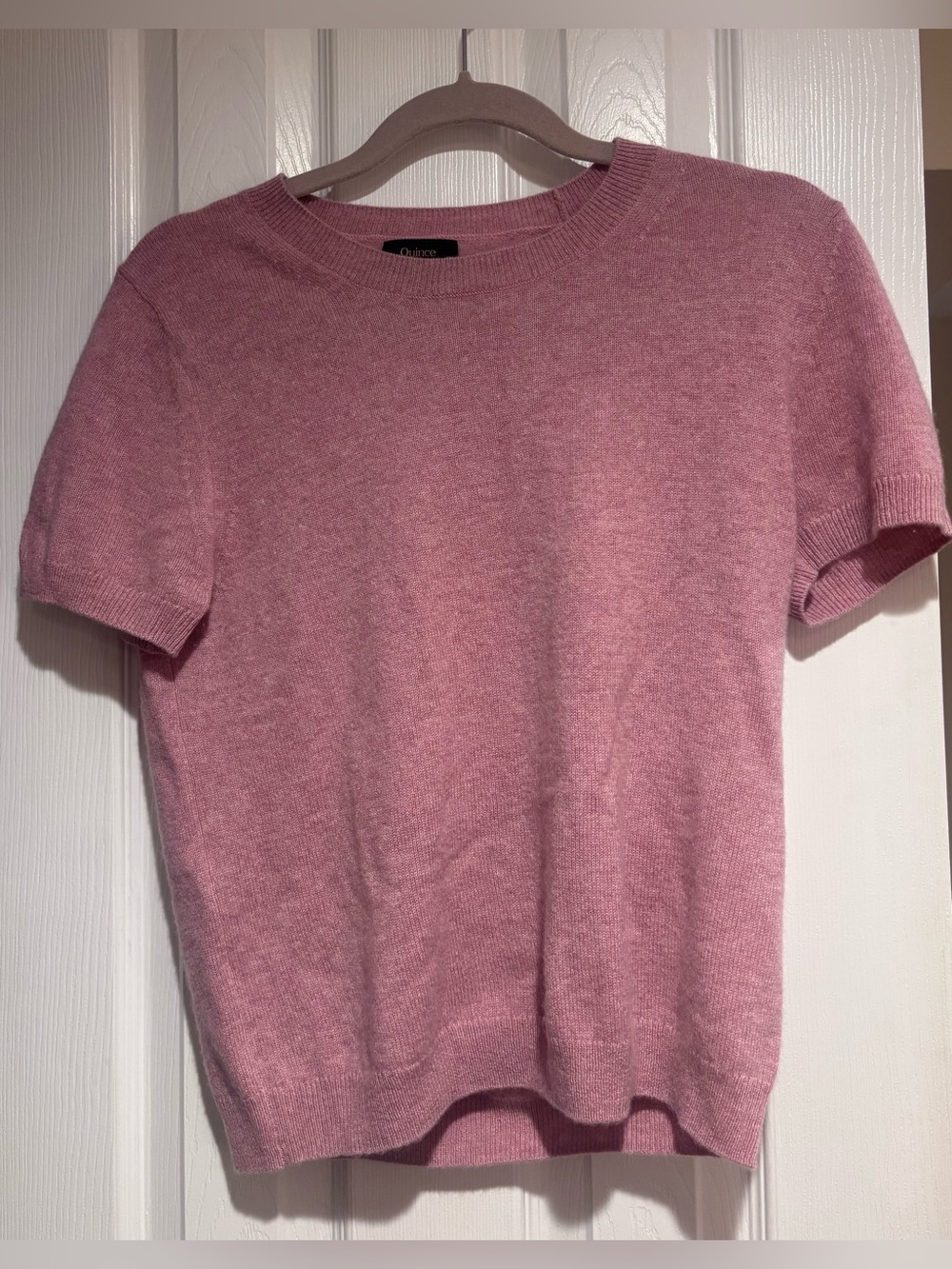 Quince 100% Mongolian Cashmere Short Sleeve Tee Mauve Mist M